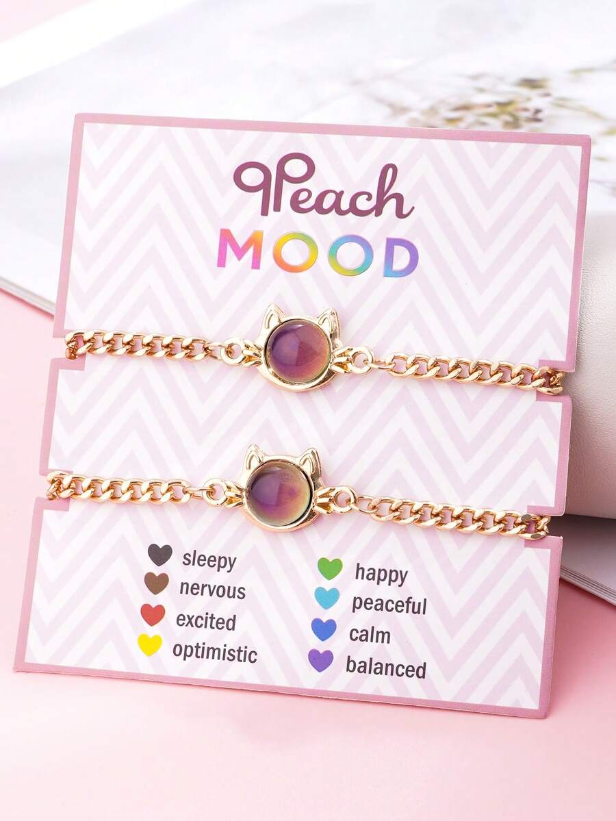 2/3 szt. Naszyjnik ze stopu cynku dla dziewcząt, zmieniający kolor, wrażliwy na temperaturę, z zawieszką w kształcie kota, jednorożca i serca, prezent dla najlepszej przyjaciółki i dziewczyny