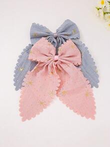 Bộ 6 kẹp tóc nơ in họa tiết lá kim loại nhiều màu sắc cho bé gái, phụ kiện tóc bằng vải xếp ly chắc chắn, dùng hàng ngày. - Nhiều màu - Xem 5