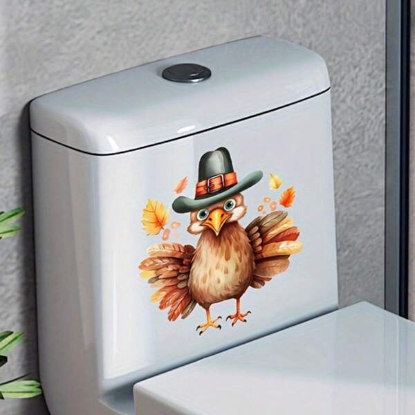 1pc Thanksgiving Turkey Toilet Sticker, Self-Adhesive Bathroom Home Decor Wall Sticker, Door Sticker, Fridge Sticker, Window Sticker, Toilet Sticker, Aesthetic Home Decor, Room Decor, Beautify Your Home