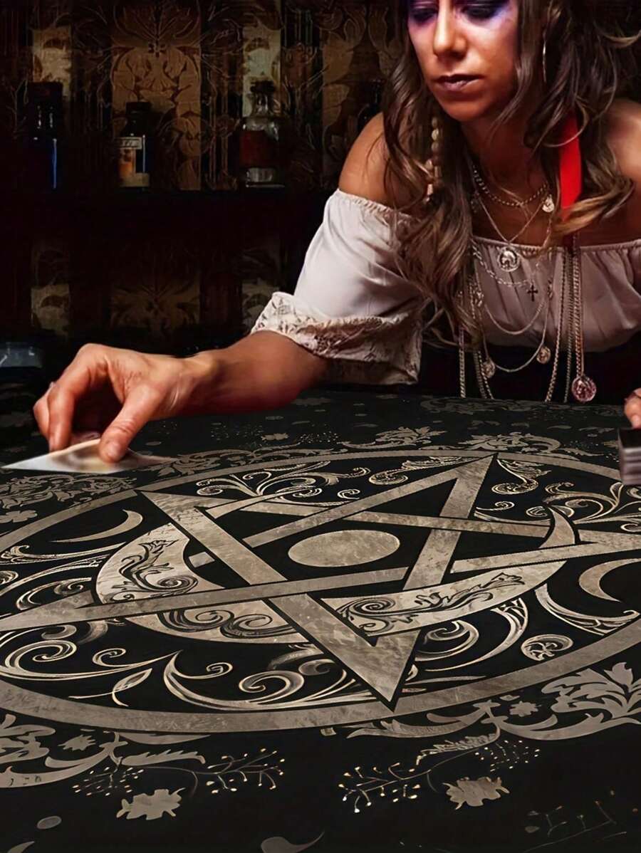 1 Piece, Altar Cloth, Tarot Table Cover, Starry Sky 12 Constellations Love Career Oracle Card Tablecloth, Moon Tarot Tablecloth, Crystal Decoration Divination Witchcraft, Astrology Supplies