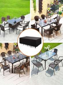 1 pieza Cubierta de mesa cuadrada, Cubierta de mesa y silla de jardín cuadrada de tela Oxford 210D de alta , Cubierta de muebles de patio impermeable y a prueba de polvo