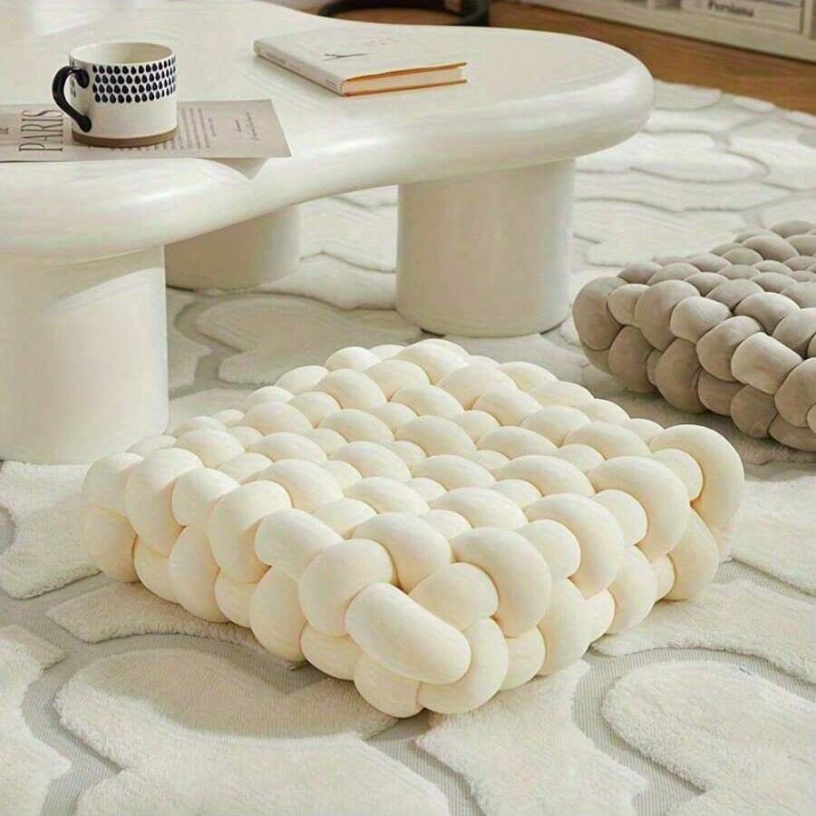 1 件编织靠垫，手工编织方形沙发抱枕，沙发垫，椅垫，地板垫，靠背枕，腰枕办公椅座垫办公室装饰房间装饰椅枕靠垫游戏椅 - 彩色 - 查看 1