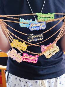 Vòng cổ tên Acrylic hai màu, Vòng cổ tùy chỉnh, Vòng cổ Acrylic, Vòng cổ cá nhân hóa, Quà tặng Giáng sinh - vàng - Xem 10