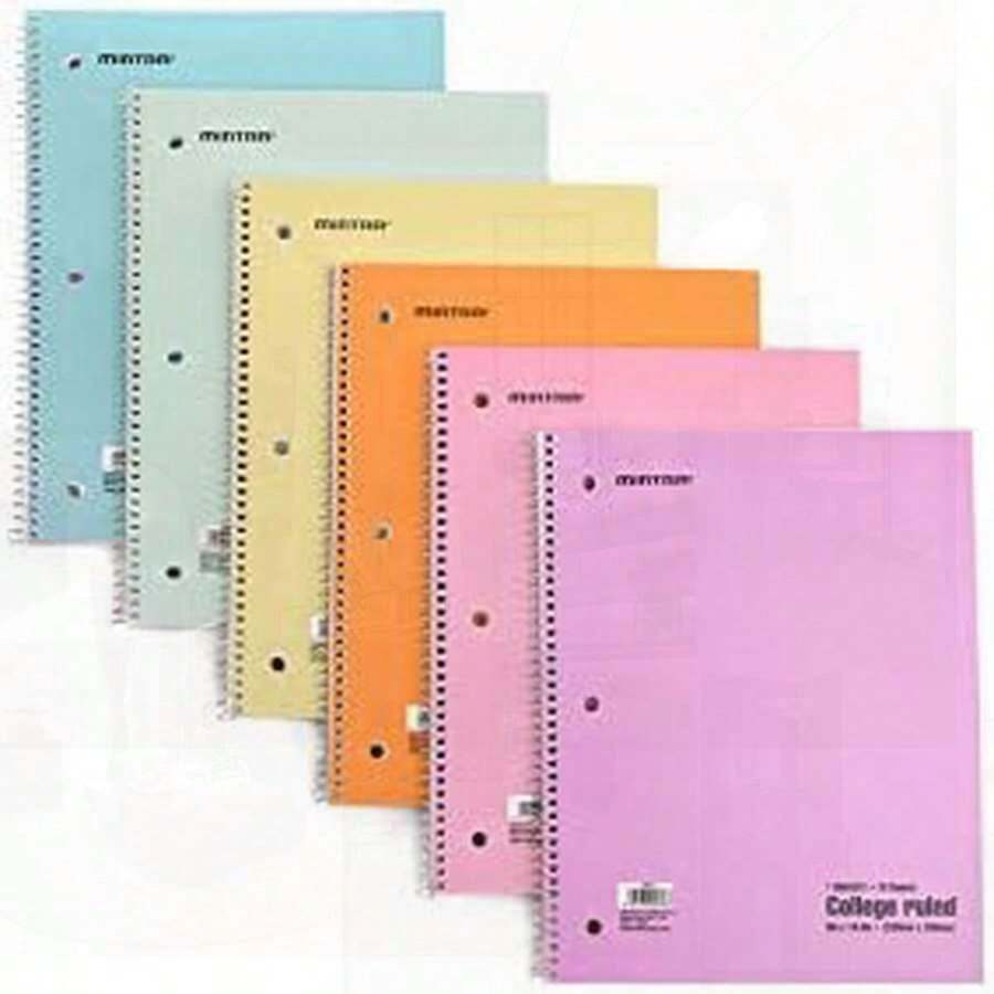 Mintra Office Spiral Notebooks - 1 Subject, 70 Sheets, College Ruled, 8inx10in, Bulk Pack, Pastel Covers, Set Of 6 - For School, Office, Business, Professional (04693) - Pastel-CollegeRuled - Xem 1