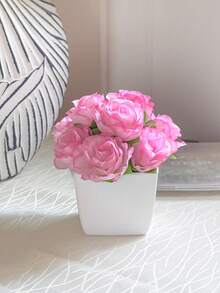 1PC 4.3-Inch (H) Artificial Rose Mini Potted Plant Home Living Room Bedroom Wedding Birthday Party Desktop Cute Decorative Gift