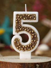 1 pieza Vela con número de cumpleaños, cuentas doradas, vela decorativa para pastel de cumpleaños, vela decorativa con brillo para celebración de aniversario - Multicolor - Ver 18