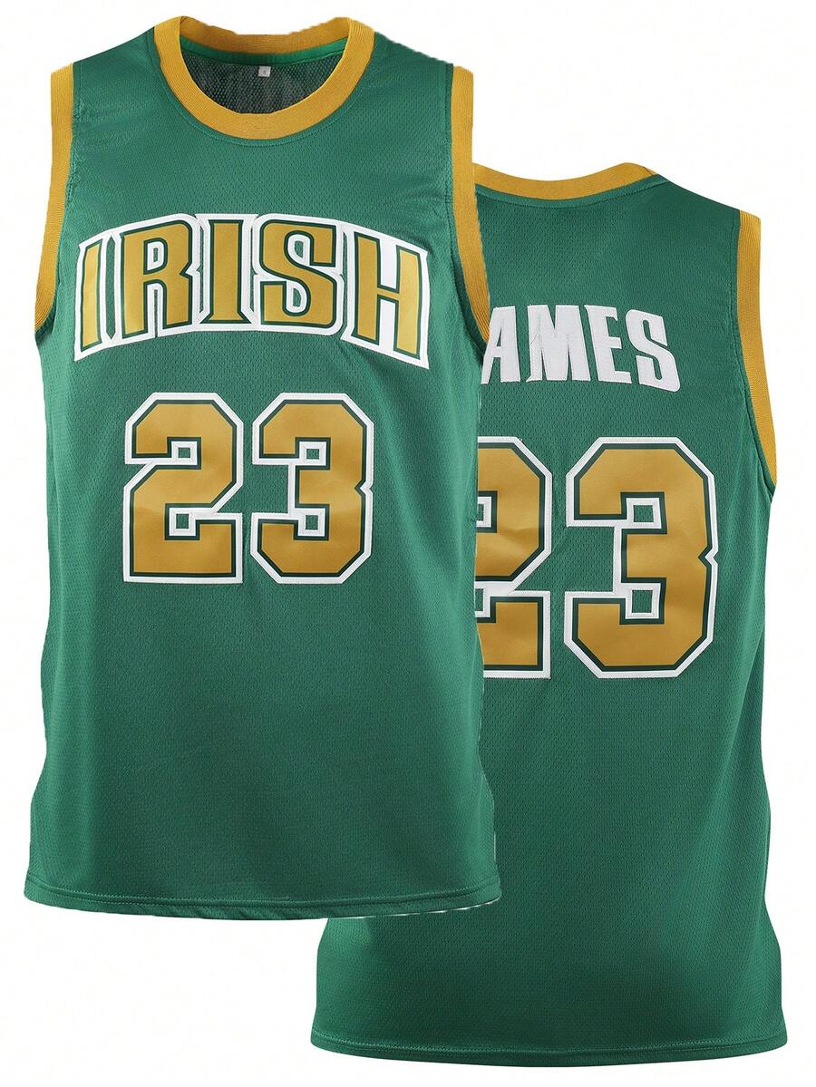Man,23 Green Basketball Jersey, Round-Neck Casual Embroidered Vest, Training And Competition Uniform - 綠色 - 查看 1