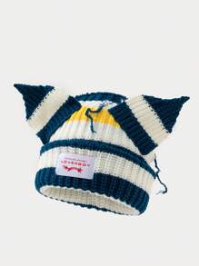 1 件女士时尚汽车刺绣护耳针织帽，适合秋冬季日常佩戴和旅行、上学