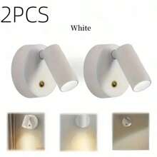 2pcs ABS Material LED Wall Lamp, USB Powered, 360° Rotatable Night Light, Touch Switch, 3-Color Adjustable, Modern Standalone Or Magnetic Wall Mounted Spotlight Suitable For Indoor/Outdoor/Living Room/Dining Room/Bedroom/Bar Decor