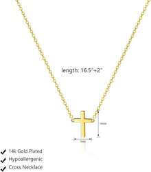Cross Necklace For Women, Dainty 18K Gold Plated/Sterling Silver Small Cross Pendant Necklace Simple Gold Cross Necklaces For Women  Faith Jewelry Gift2025 - 小十字金 - 查看 9