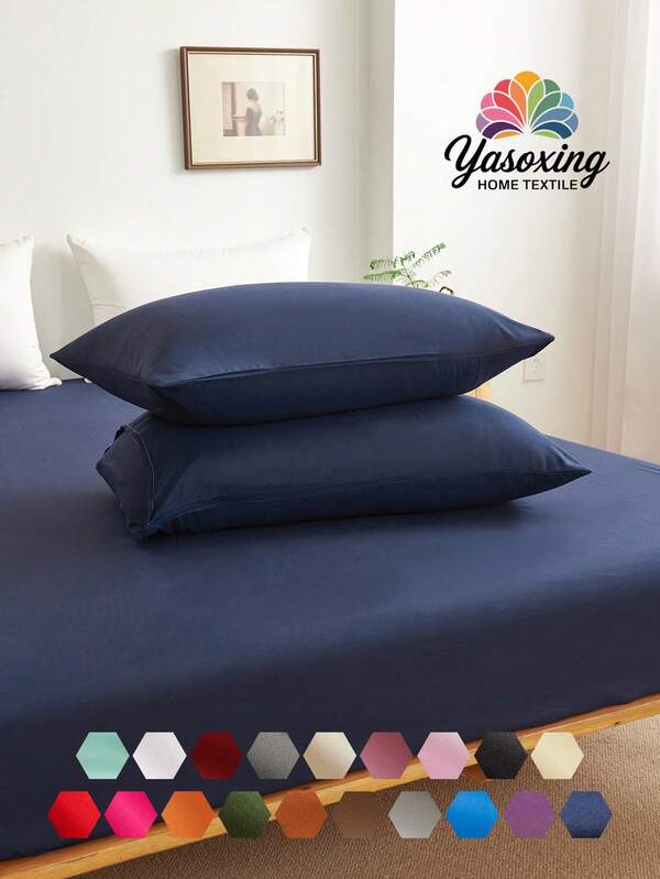 2pcs Navy Blue Super Soft Plain Pillowcase Lightweight Bedding Envelope Closure Solid Color Bed Pillow Cover, For Bedroom Dormitory Bedding Back School Bedding