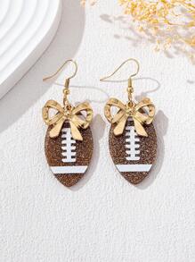 1 Pair Fashion Bow & Rugby Ball Pendant Earrings