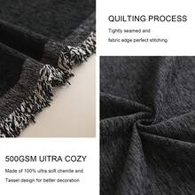 Waterproof Sofa Cover, Sofa Couch Slipcover With Tassels, Durable Washable Universal Furniture Cover Non-Slip Sofa Couch Cover Blanket Sofa Cover Blanket Sofa Throw Blanket Furniture Protector For Bedroom Office Living Room Home Decor - 黑色 - 查看 4