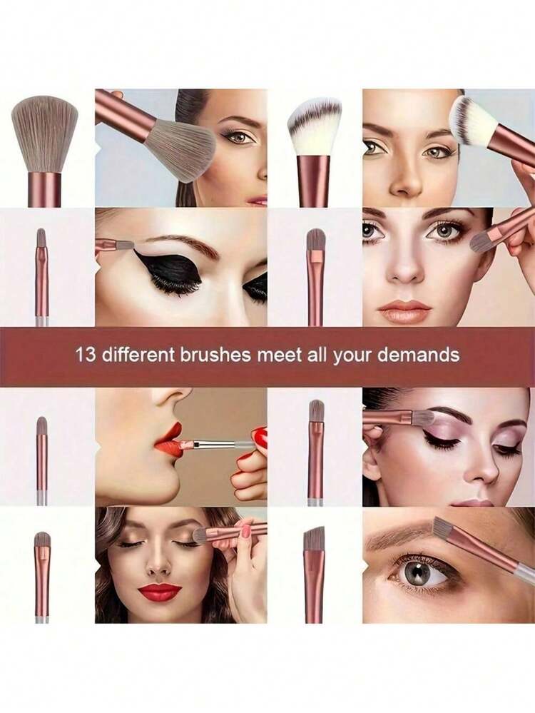 13PCS Makeup Brush Set + 3 Triangular Puffs, Professional Brushes For Foundation, Loose Powder & Eyeshadow, Comes With Makeup Bag & Sponges, Essential Beauty Tools For Makeup Newbies,Brush Set,Makeup Brush Kit,Make Up Brush Set,Make Up Set Complete,Makeup Brush Set,Complete Makeup Kit,Brush Kit,Brushes Makeup Set,Makeup Gift Set,Set,Giveaways,Professional Makeup Brushes,Complete Makeup Set - Maroon - View 6
