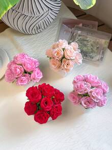 1PC 4.3-Inch (H) Artificial Rose Mini Potted Plant Home Living Room Bedroom Wedding Birthday Party Desktop Cute Decorative Gift