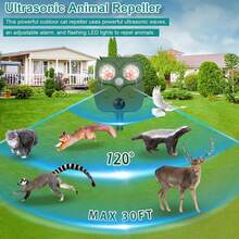 Ultrasonic Animal Repellent Outdoor Solar Animal Repeller With 14 LED Flashlight&Motion Sensor, Cat Repellent Deer Repeller  Rabbit Bird Squirrel Skunk For Garden Yard - Green - View 3