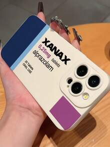 时尚 XANAX 镇静药丸图案哑光白全包防摔 TPU 手机壳，兼容 16 15 14 13 12 11 Pro Max X XR XS Max，防水防震防刮 - 彩色 - 查看 3