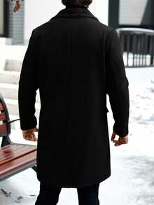 Abrigo largo de manga larga para hombre con forro térmico, abrigo cruzado doble popular en INS, adecuado para uso casual, de negocios, de trayecto, al aire libre, regalo para novio/esposo en invierno