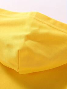 A Pure Cotton Long-Sleeved Hooded Sweatshirt For Boys, A Soft, Casual And Comfortable Solid-Color Round-Neck Pullover Pocket Sports Top - 黃色 - 查看 3