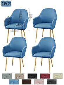 1件/2件/4件/6件装纯色牛奶丝新款弧形薄款座椅套，经典简约设计，防水（非100%防水），防尘，适用于客厅、餐厅、书房等场所，100%涤纶薄款弧形椅套，房间装饰 - 彩色 - 查看 12