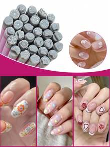 10 件美甲印章笔套装，花朵美甲印章笔，美甲笔美甲印章板美甲印章套装，美甲涂鸦笔花卉绘画绘图指甲刷印章笔美甲工具（1/4/6/10 件） - 玫紅色 - 查看 6