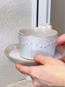 Crackle Glaze Coffee Cup And Saucer Set, Household Afternoon Tea Cup - Multicolor - View 3