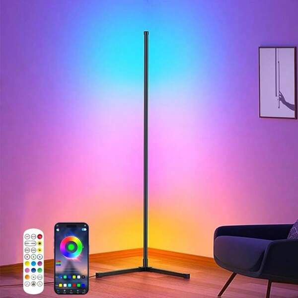 Nordycka nowoczesna minimalistyczna lampa podłogowa w linii, lampa narożna RGB, lampa celebrytów, salon, sypialnia, lampa nastrojowa, kolorowa lampa podłogowa LED, fantazyjna lampa podłogowa LED w kolorze, odpowiednia do salonu, sypialni, gabinetu, mieszkania, dekoracji wnętrz, oświetlenia nastrojowego