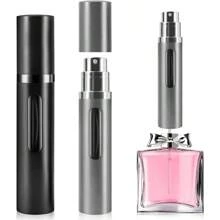 8ml 2pcs Refillable Travel Perfume Bottle, Portable Leak - Proof Mini Perfume Atomizer With Bottom - Filling Design For Women Men Ideal For Cruise, Car Trip, Travel(Black - Grey)
