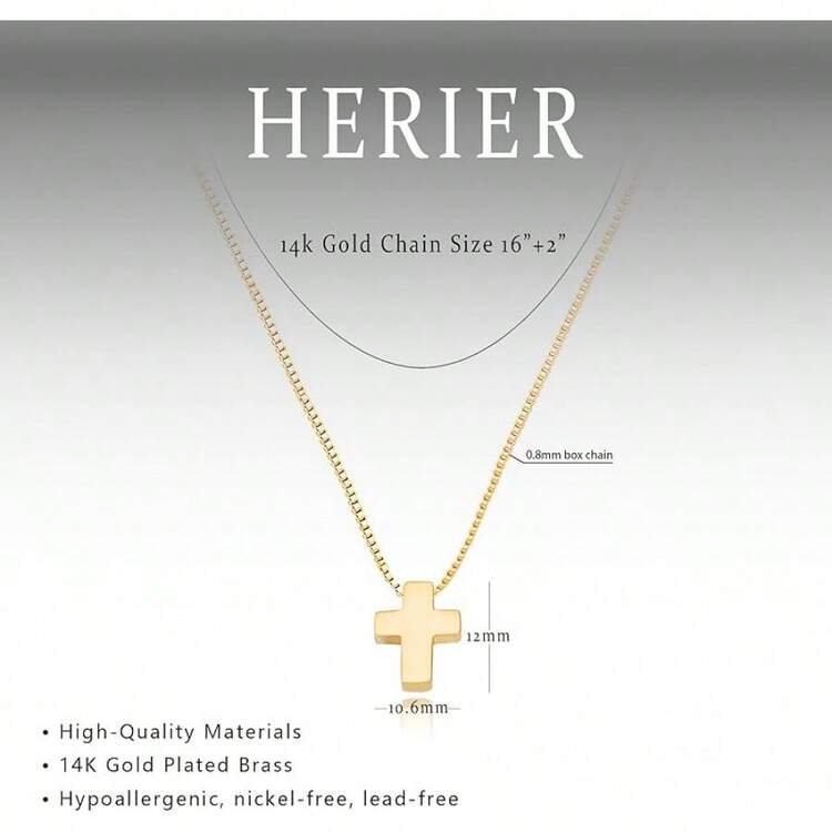 Cross Necklace For Women, Dainty 18K Gold Plated/Sterling Silver Small Cross Pendant Necklace Simple Gold Cross Necklaces For Women  Faith Jewelry Gift2025 - 盒鏈十字金 - 查看 11