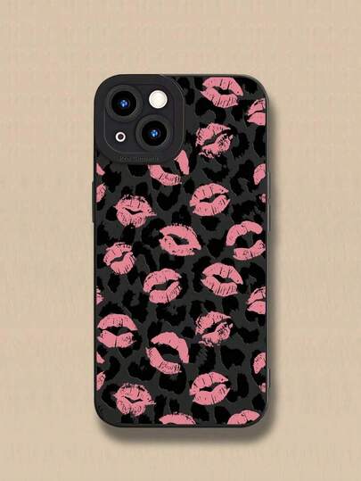 1pc Camera Anti-Collision Leopard, Lips & Flower Pattern Protective Case Compatible With Apple And  Series, Compatible With  16, 15, 14, 13, 12, 11 Pro Max, X, XR, Xs Max, 8, 7 Plus With Anti-Drop Matte Back Cover.