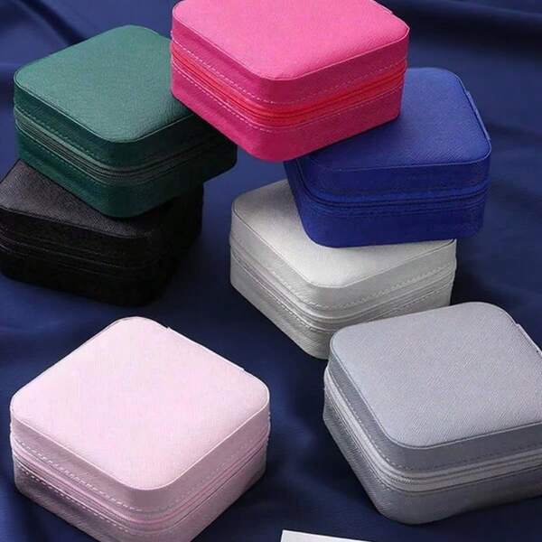 1pc Mini Jewelry Travel Case, Small Portable Jewelry Storage Box, Compact Display Box For Rings, Earrings, Necklaces, Gift For Girls, Women, Mothers, Weddings, Birthdays