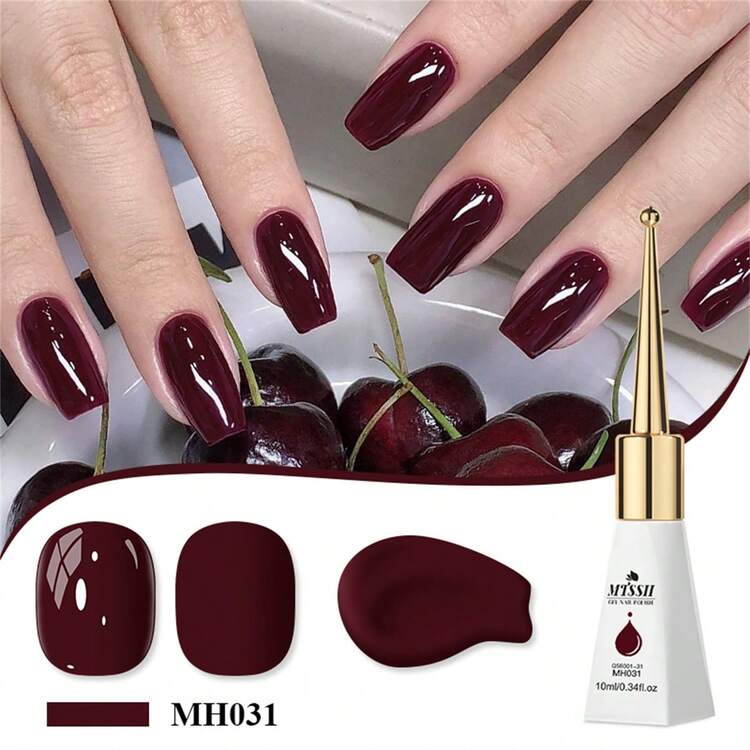 Mtssii 10ml Glass Bottle Cherry Red Nail Gel Polish Most Popular Autumn Winter Nail Supplies Varnish Semi Permanent Nail Art Manicure Soak Off LED UV Gel Nail Varnishes For Women GIfts - 深紅色 - 查看 2
