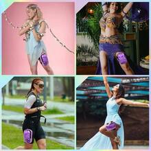 Holographic Thigh Bag For Women Adjustable Carnival Leg Bag Colorful Fashion Rave Phone Holder For Party Travel - màu đen - Xem 4