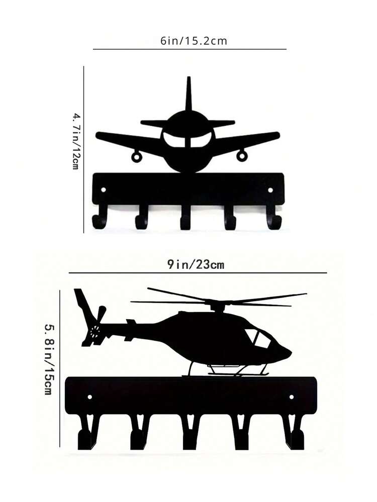 CIFbuy 1pc Vintage Airplane Shaped Iron Wall Mounted Key Holder Rack With Propeller Hook | Rust-Resistant Decor, Suitable For Entryway And Men's Spaces, Aviation Themed Gift, Fits Modern Home Decor, Bedroom, Bathroom, Water & Rust Proof - Multicolor - View 9
