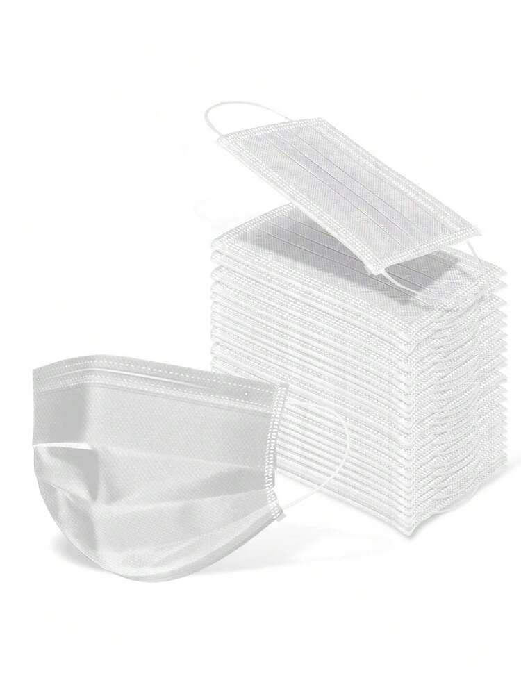 50pcs/20pcs/10pcs Pack Adult Black Disposable 1-Ply Non-Woven Fabric Face Masks, Suitable For Daily Wear - White - View 9