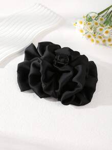 1pc Mesh Bow Hair Claw Clip, Sweet For Daily Wear Hair Accessories Autumn Accessories Fall Winter Flower Hair Clip For Vacation Outfits Woman - Black - View 3