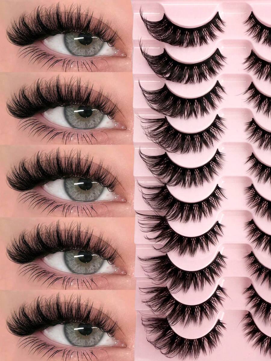 10 Pairs Of Cat Eye False Eyelashes Grafted False Eyelashes Make Your Eyes Bright And Reusable Suitable For All Eye Shapes - Lông mi  mắt mèo - Xem 1