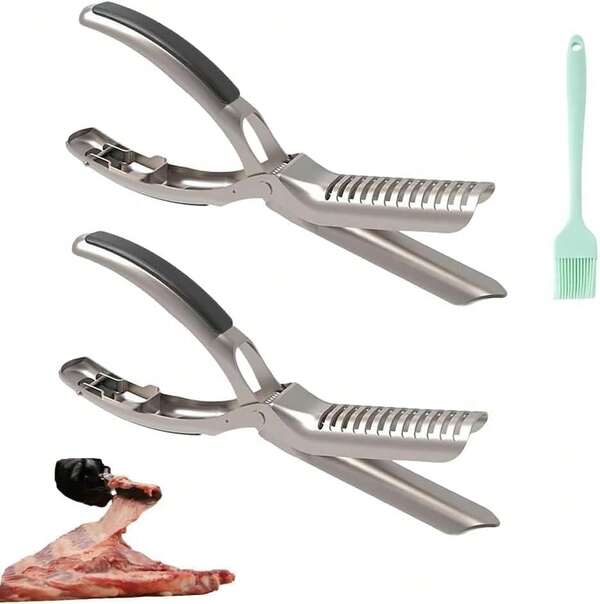 Rib Prep Pro - Stainless Steel Rib Membrane Remover Tool For BBQ &Amp; Grilling - Ergonomic Silver Skin Removal Kit - Grill Gadget For Perfect Ribs (1 Pcs)