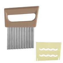 2 Pieces Of Potato Corrugated Texture Slicing Knife With Protective Cover, French Frying Pan With Wrinkled Cutting, Stainless Steel Blade, Vegetable Slicer With Protective Cover