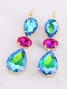 1 Đôi bông tai dài đính đá Rhinestone hàn hợp kim đồng thủ công cho nữ - phong cách 1 - Xem 6