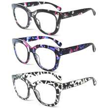 3 Pack Oprah Style Reading Glasses Blue Light Blocking Computer Readers Fashion Quality With Spring Hinge Eyeglasses For Women - Mixed Color - View 1
