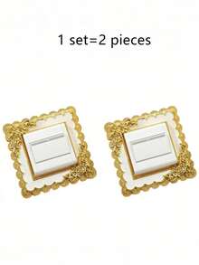 1片全新树脂单/双灯开关装饰面板盖贴纸，家居装饰墙贴 - 金色 - 查看 18