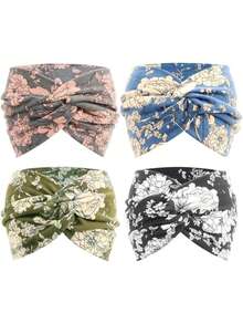 4 confezioni di fasce per capelli vintage con motivo paisley, fasce per capelli da donna colorati, bandane, fasce sportive, fasce per lo yoga, accessori per capelli stile bohémien, fasce per capelli autunno inverno per outfit da vacanza per donna - Multicolore - Visualizzare 7