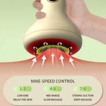 USB Rechargeable Abdominal Massager With Heating And Adjustable Scraping Intensity Functions, Suitable For Arm And Body Scraping Massage, 9 Modes, Vacuum Suction Cup, 1200mAh Battery