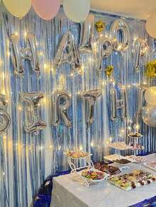 1/2 Stück 1*2m Saphirblauer Glitzer Plastik Pailletten Vorhang, metallische Fransenborte glänzendes Band Dekoration für Party, Karneval Fenstervorhang