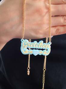 Vòng cổ tên Acrylic hai màu, Vòng cổ tùy chỉnh, Vòng cổ Acrylic, Vòng cổ cá nhân hóa, Quà tặng Giáng sinh - vàng - Xem 19