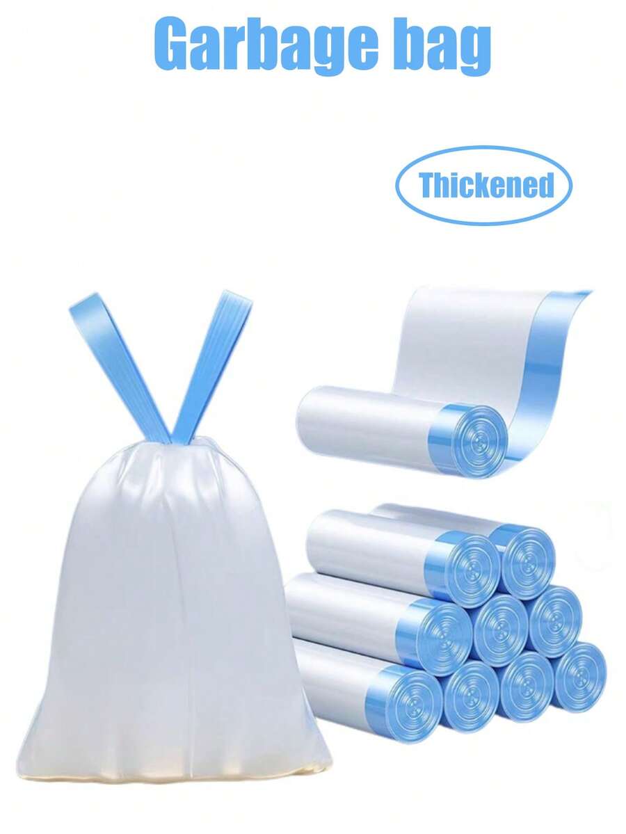 15/75/150pcs Drawstring Trash Bags, Suitable For Small Kitchen, Bathroom, Bedroom, Extra Strong, Odorless Garbage Bags, Disposable Trash Bags, Can Liners, Cleaning Supplies, Commercial Use, Fit For Kitchen, Living Room, Bathroom, Office And Hotel