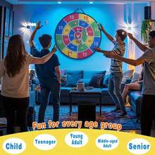 这款大型双面飞镖靶专为儿童设计，是一款趣味十足的派对游戏玩具，配有粘性球和飞镖！内含8个粘性球，适合儿童球类游戏，也适用于室内/室外/花园/棋盘游戏以及各种趣味派对活动。是送给3-12岁男孩女孩的完美生日礼物，也非常适合圣诞节和万圣节！ - 彩色 - 查看 5