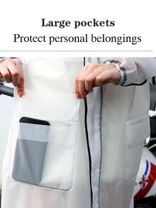 1 Stück modischer, weißer, halbtransparenter EVA Regenmantel mit doppeltem Regenschutz, hohem Kragen, Reißverschluss, tragbar, geeignet für Outdoor-Aktivitäten, Wandern, Radfahren, Camping, unverzichtbar für den Outdoor-Bereich, Rückkehr zur Schulsaison