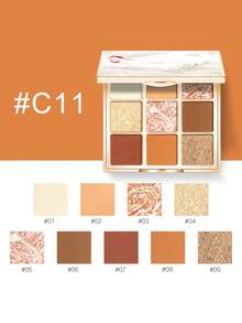 CATKIN Eyeshadow Palette, Shimmery Eyeshadows With Matte And Glitter Finishes, High Color Payoff, 9 Shades, Neutral Color Scheme, C11 Cappuccino - Cà phê C11 Cappuccino - Xem 7